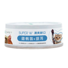 SUPER小白主食罐80克【雞鵪鶉*銀耳】(24入)(貓主食罐頭)(整箱罐罐)