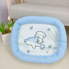 網布透氣寵物涼墊 藍色海豚L(60x50公分)(夏天貓狗寵物降溫涼感涼墊睡墊)