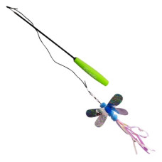 三節式 伸縮逗貓棒 藍色蜻蜓 (貓玩具)