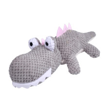 絨毛啾啾玩具 鱷魚(灰色)(39x15公分)(貓玩具) (狗玩具)
