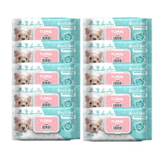 【10入 $990】寵物抗菌濕紙巾 80入 (花香)