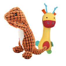 寵物玩具 長頸鹿(24公分)+恐龍(25公分)(貓狗玩具) (狗玩具)
