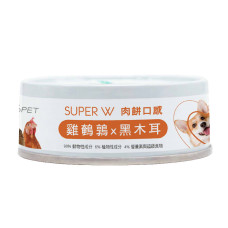 SUPER小白主食罐80克【雞鵪鶉*黑木耳】(24入)(狗主食罐頭)(整箱罐罐)