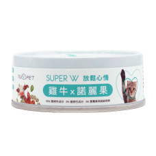 SUPER小白主食罐80克【雞牛*諾麗果】(12入)(貓主食罐頭)(整箱罐罐)