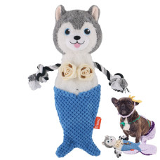 美人魚狗狗結繩玩具 藍色(21x38公分)(狗玩具)