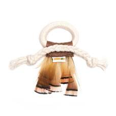 棉繩羽毛逗貓玩具 圓形棕色羽毛(14x12公分)(貓玩具)